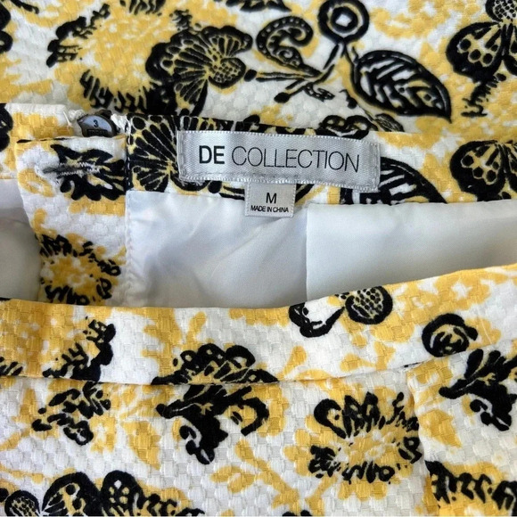 Cottagecore Print Textured A-Line Fit & Flare Classic Pleated Lined Midi Skirt M - Picture 4 of 6